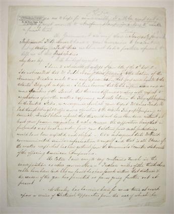 (SCIENCE AND ENGINEERING.) Saward, George. Letter to inventor Samuel Morse concerning the first trans-Atlantic telegraph cable.